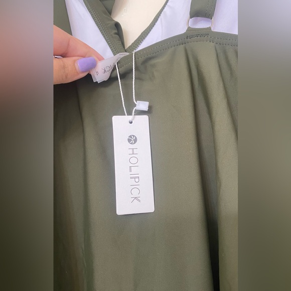 Holipick Tummy Control Olive Ruffle One-Piece Swimsuit - Picture 5 of 6